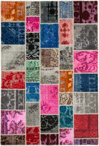 Patchwork Hand-Knotted Turkish Rug - 6' 8" x 9' 11" (80" x 119")