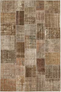 Patchwork Hand-Knotted Turkish Rug - 6' 6" x 9' 10" (78" x 118")