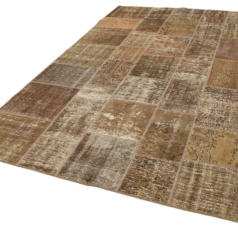Patchwork Hand-Knotted Turkish Rug - 6' 6" x 9' 10" (78" x 118") - K0064076
