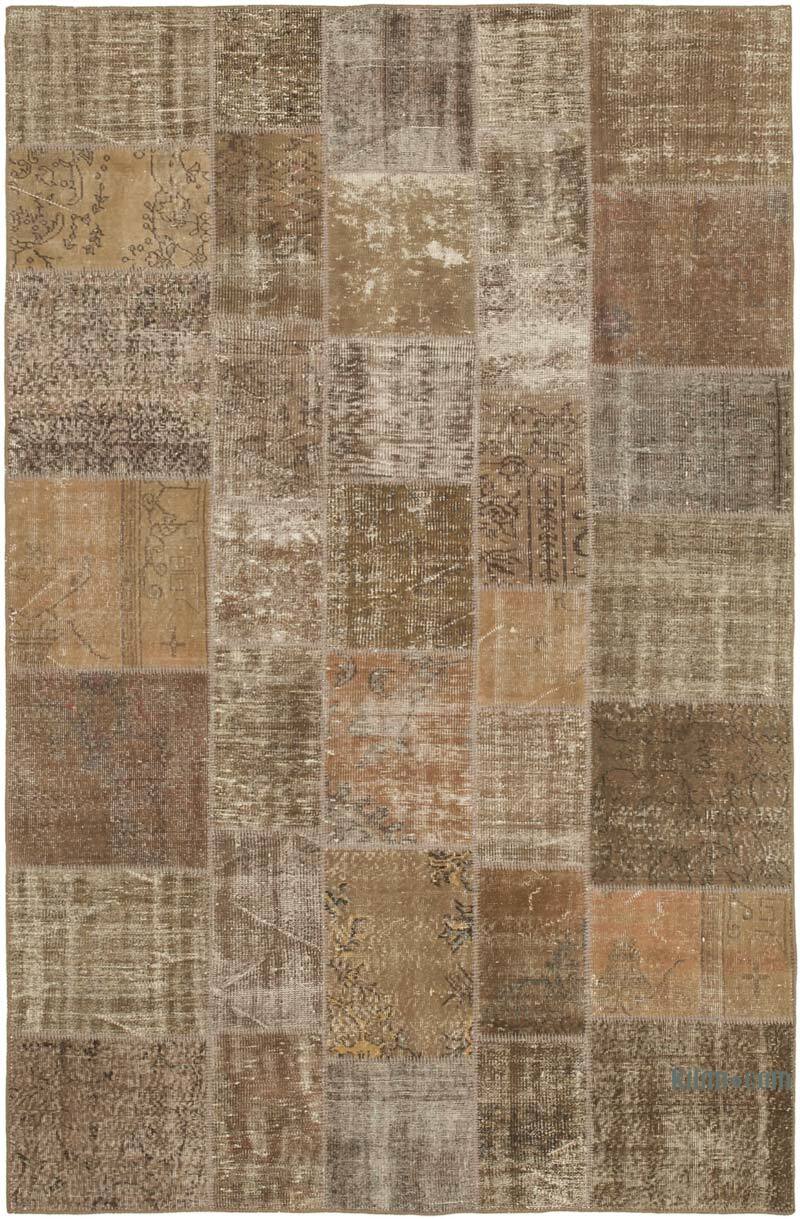 Patchwork Hand-Knotted Turkish Rug - 6' 6" x 9' 10" (78" x 118") - K0064076