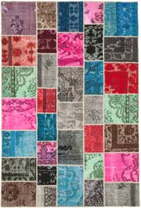 Patchwork Hand-Knotted Turkish Rug - 6' 9" x 10'  (81" x 120")