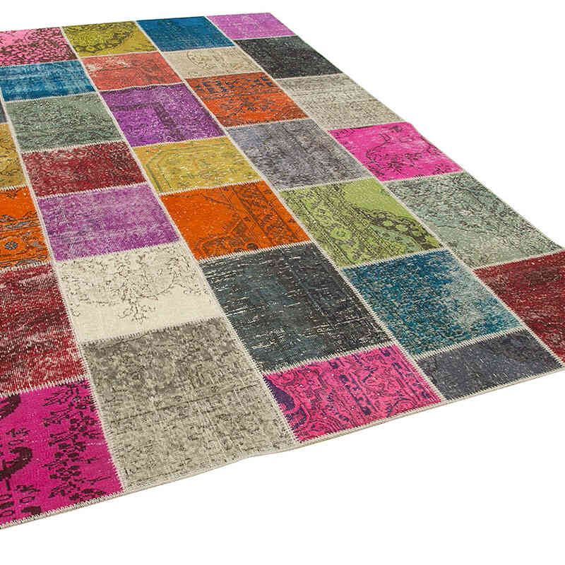 Patchwork Hand-Knotted Turkish Rug - 6' 8" x 9' 10" (80" x 118") - K0064086