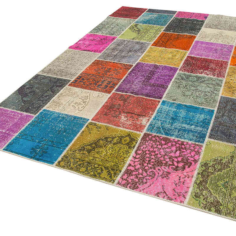 Patchwork Hand-Knotted Turkish Rug - 6' 8" x 9' 10" (80" x 118") - K0064086