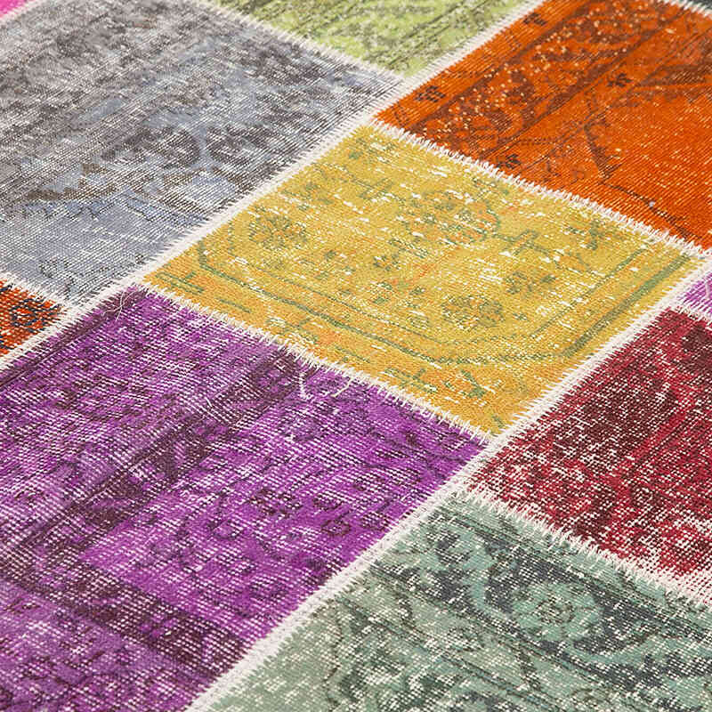 Patchwork Hand-Knotted Turkish Rug - 6' 8" x 9' 10" (80" x 118") - K0064086