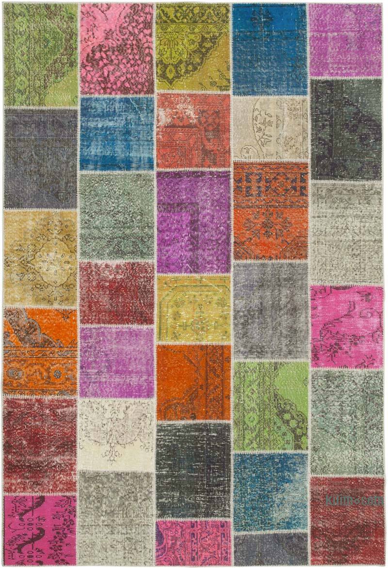 Patchwork Hand-Knotted Turkish Rug - 6' 8" x 9' 10" (80" x 118") - K0064086