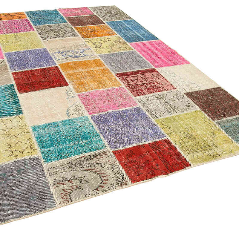 Patchwork Hand-Knotted Turkish Rug - 6' 10" x 9' 10" (82" x 118") - K0064089