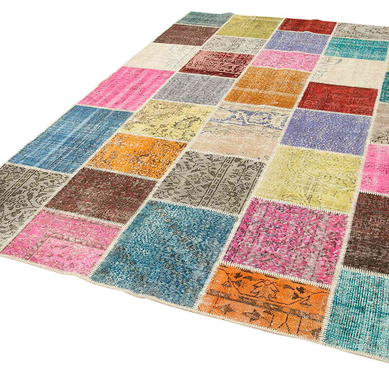 Patchwork Hand-Knotted Turkish Rug - 6' 10" x 9' 10" (82" x 118") - K0064089