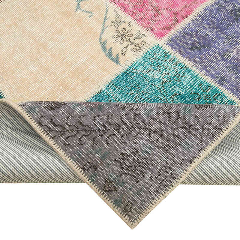 Patchwork Hand-Knotted Turkish Rug - 6' 10" x 9' 10" (82" x 118") - K0064089