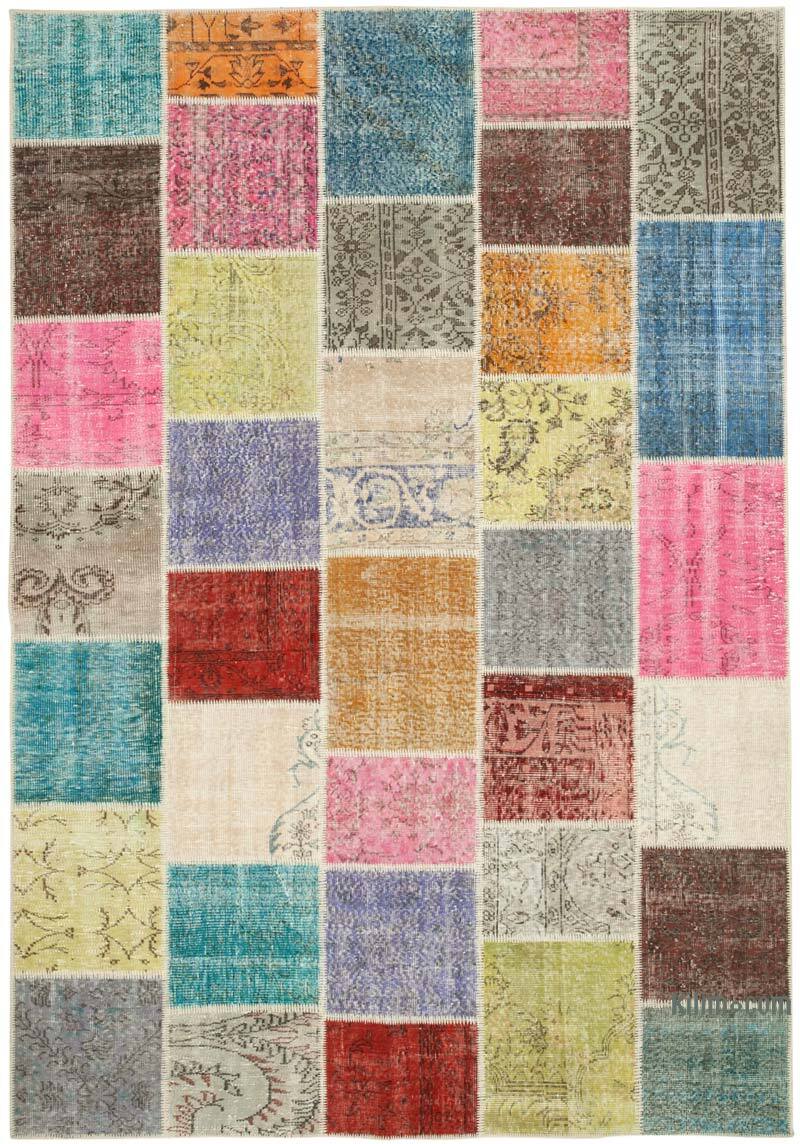 Patchwork Hand-Knotted Turkish Rug - 6' 10" x 9' 10" (82" x 118") - K0064089