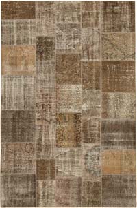 Patchwork Hand-Knotted Turkish Rug - 6' 6" x 9' 10" (78" x 118")