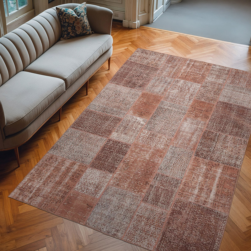 Patchwork Hand-Knotted Turkish Rug - 6' 6" x 9' 10" (78" x 118") - K0064091