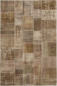 Patchwork Hand-Knotted Turkish Rug - 6' 6" x 9' 10" (78" x 118")