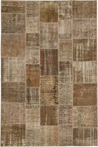 Patchwork Hand-Knotted Turkish Rug - 6' 6" x 9' 9" (78" x 117")