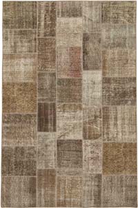 Patchwork Hand-Knotted Turkish Rug - 6' 5" x 9' 10" (77" x 118")
