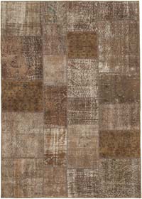 Patchwork Hand-Knotted Turkish Rug - 5' 7" x 7' 11" (67" x 95")