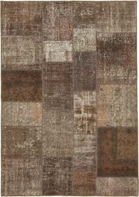 Patchwork Hand-Knotted Turkish Rug - 5' 7" x 8'  (67" x 96")