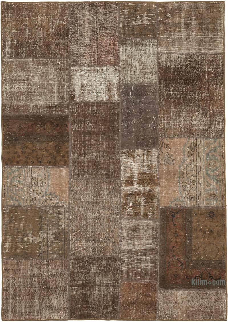 Patchwork Hand-Knotted Turkish Rug - 5' 7" x 8'  (67" x 96") - K0064107