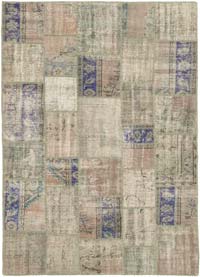 Patchwork Hand-Knotted Turkish Rug - 5' 10" x 8' 2" (70" x 98")