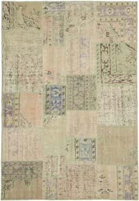 Patchwork Hand-Knotted Turkish Rug - 5' 7" x 8'  (67" x 96")