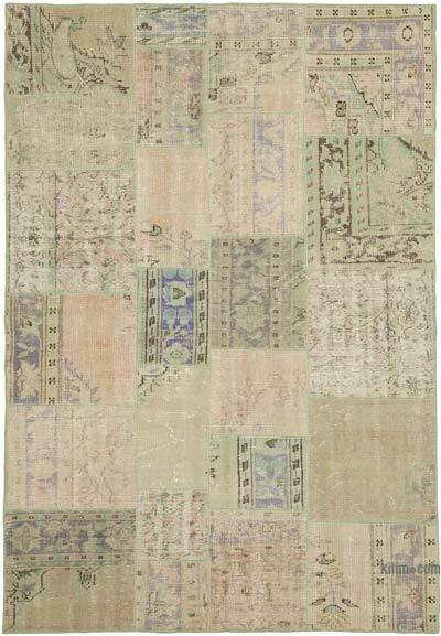 Patchwork Hand-Knotted Turkish Rug - 5' 7" x 8'  (67" x 96")