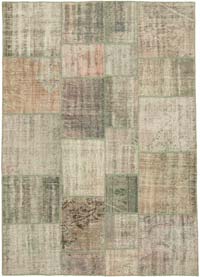 Patchwork Hand-Knotted Turkish Rug - 5' 9" x 7' 11" (69" x 95")