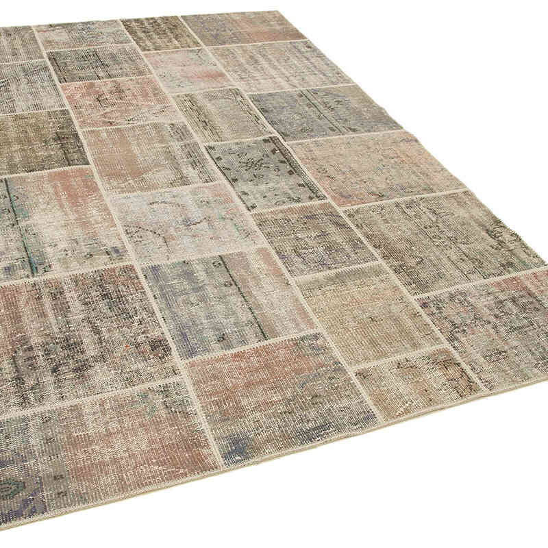 Patchwork Hand-Knotted Turkish Rug - 5' 8" x 7' 11" (68" x 95") - K0064116