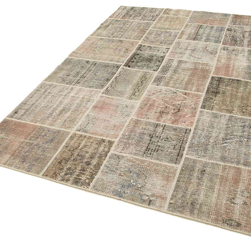 Patchwork Hand-Knotted Turkish Rug - 5' 8" x 7' 11" (68" x 95") - K0064116