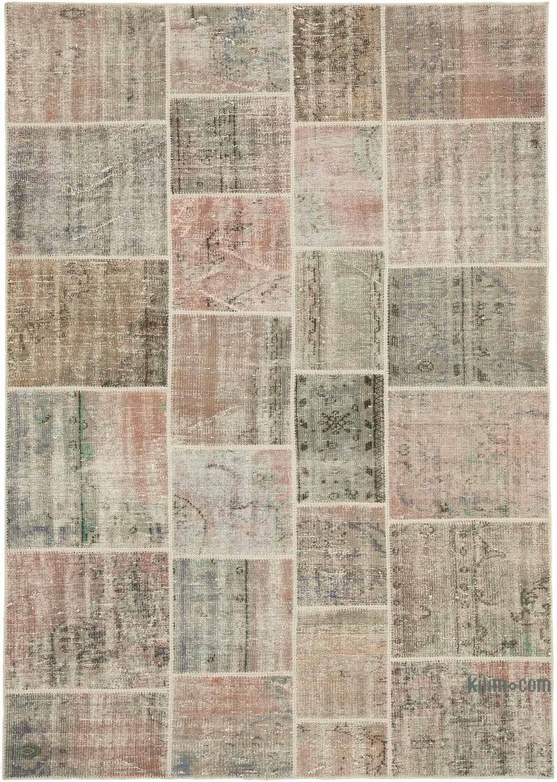 Patchwork Hand-Knotted Turkish Rug - 5' 8" x 7' 11" (68" x 95") - K0064116