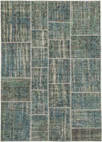 Patchwork Hand-Knotted Turkish Rug - 5' 7" x 7' 10" (67" x 94")