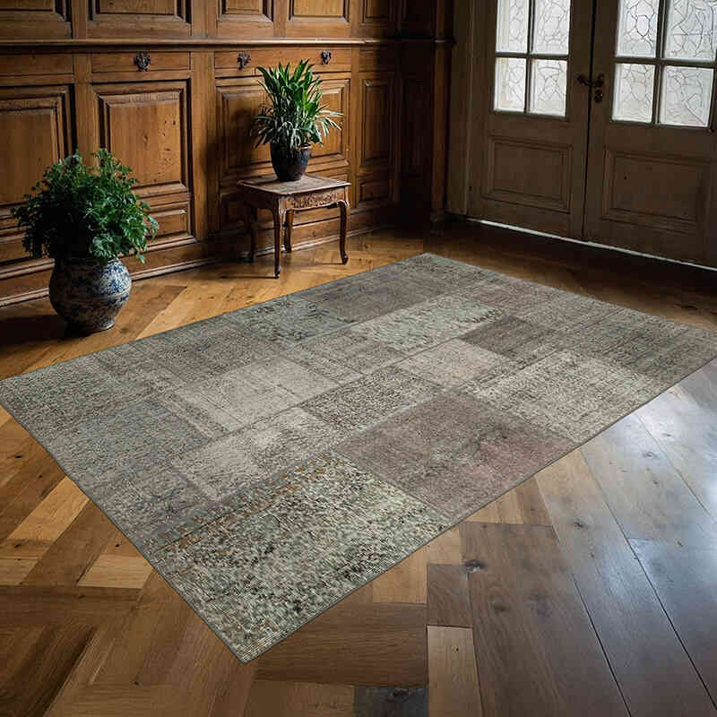 Patchwork Hand-Knotted Turkish Rug - 5' 7" x 8' 1" (67" x 97") - K0064123