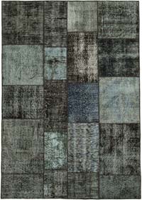 Patchwork Hand-Knotted Turkish Rug - 5' 7" x 7' 11" (67" x 95")