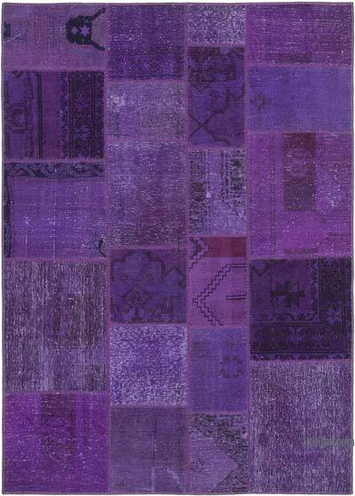 Patchwork Hand-Knotted Turkish Rug - 5' 7" x 7' 10" (67 in. x 94 in.)