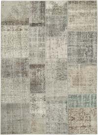 Patchwork Hand-Knotted Turkish Rug - 5' 7" x 7' 10" (67" x 94")