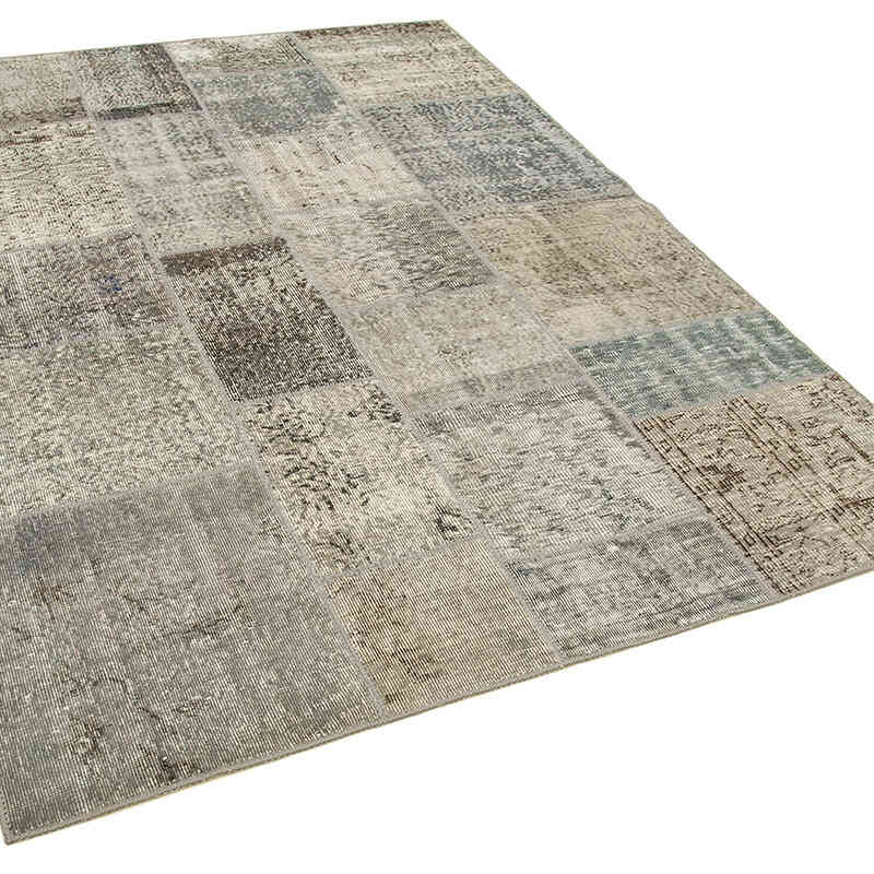 Patchwork Hand-Knotted Turkish Rug - 5' 7" x 7' 10" (67" x 94") - K0064135