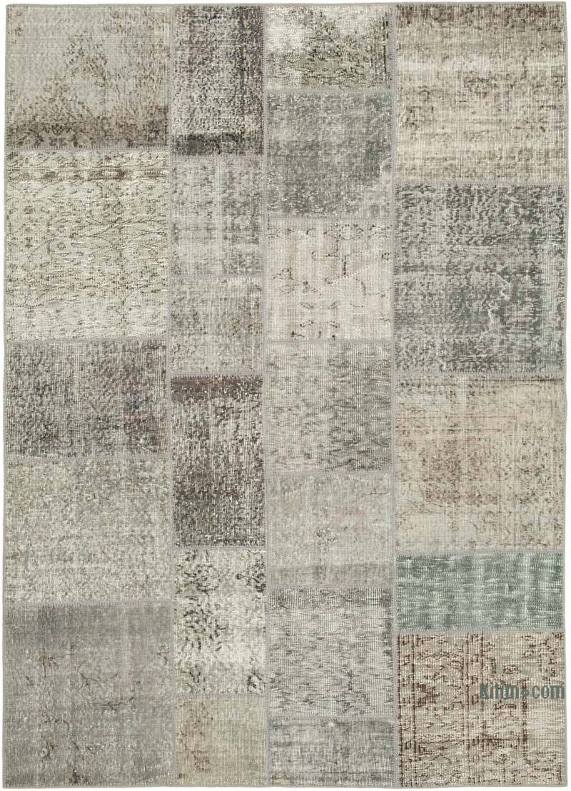 Patchwork Hand-Knotted Turkish Rug - 5' 7" x 7' 10" (67" x 94") - K0064135