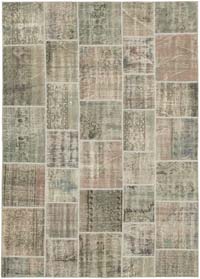Patchwork Hand-Knotted Turkish Rug - 5' 8" x 7' 11" (68" x 95")