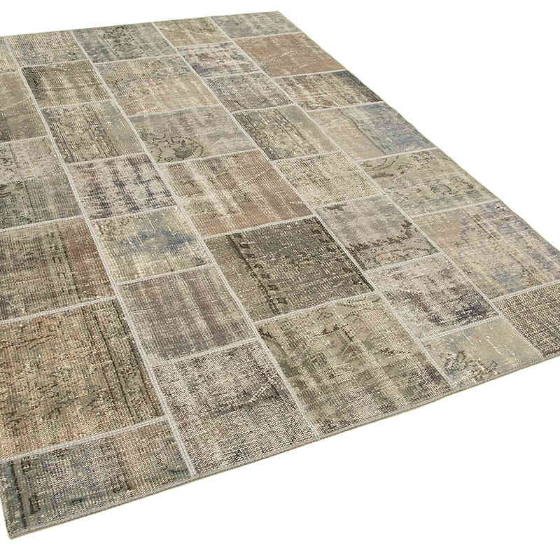 Patchwork Hand-Knotted Turkish Rug - 5' 8" x 7' 11" (68" x 95") - K0064136