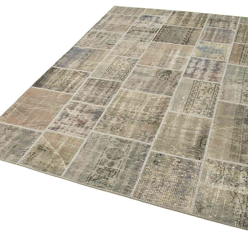 Patchwork Hand-Knotted Turkish Rug - 5' 8" x 7' 11" (68" x 95") - K0064136