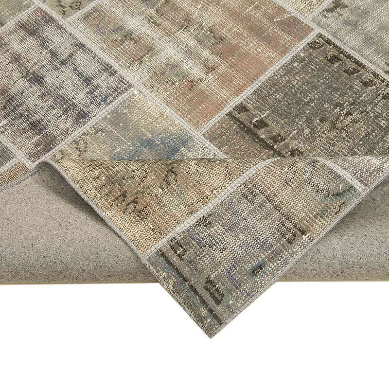 Patchwork Hand-Knotted Turkish Rug - 5' 8" x 7' 11" (68" x 95") - K0064136