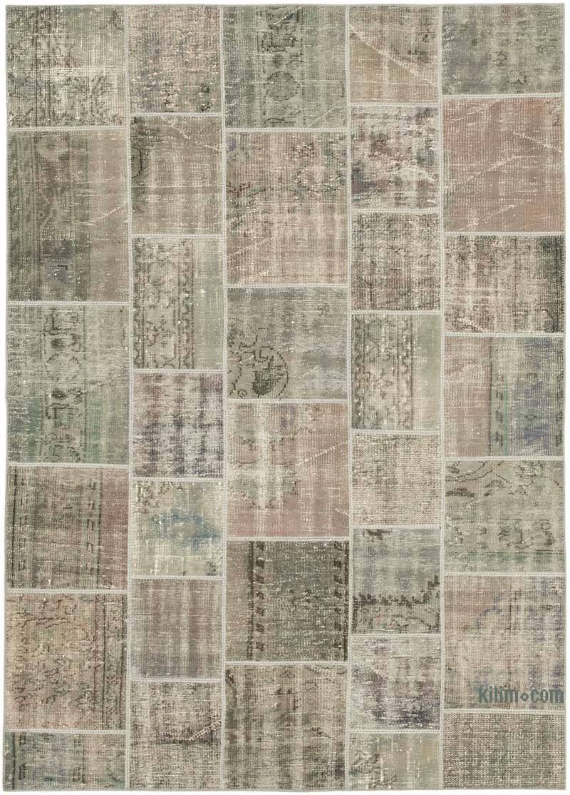 Patchwork Hand-Knotted Turkish Rug - 5' 8" x 7' 11" (68" x 95") - K0064136