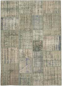 Patchwork Hand-Knotted Turkish Rug - 5' 9" x 8' 1" (69" x 97")