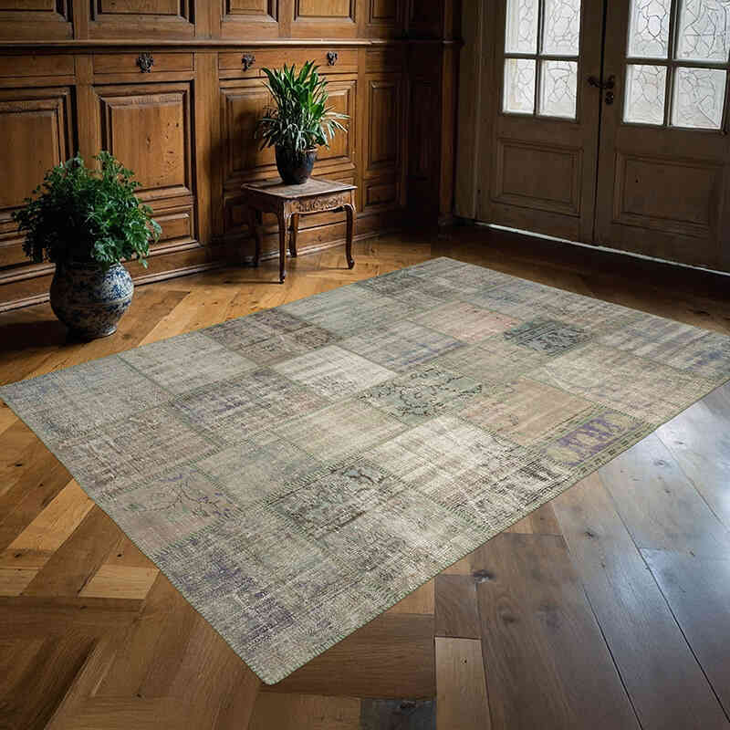 Patchwork Hand-Knotted Turkish Rug - 5' 9" x 8' 2" (69" x 98") - K0064144