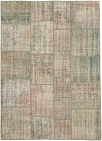 Patchwork Hand-Knotted Turkish Rug - 5' 9" x 8'  (69" x 96")