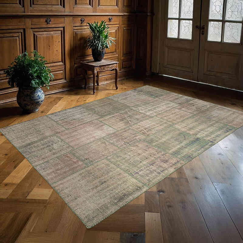 Patchwork Hand-Knotted Turkish Rug - 5' 9" x 8'  (69" x 96") - K0064156