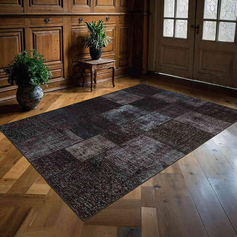 Patchwork Hand-Knotted Turkish Rug - 5' 8" x 7' 11" (68" x 95") - K0064162