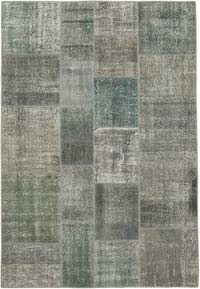 Patchwork Hand-Knotted Turkish Rug - 5' 7" x 7' 11" (67" x 95")