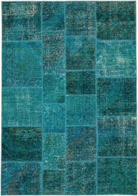 Patchwork Hand-Knotted Turkish Rug - 5' 7" x 8'  (67" x 96")