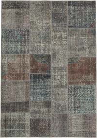 Patchwork Hand-Knotted Turkish Rug - 5' 7" x 8'  (67" x 96")