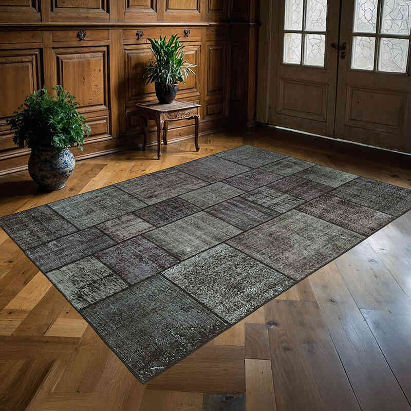 Patchwork Hand-Knotted Turkish Rug - 5' 8" x 8'  (68" x 96") - K0064176