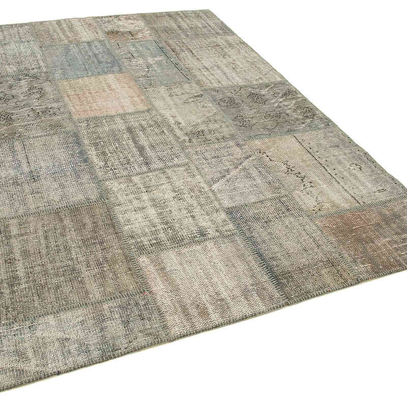 Patchwork Hand-Knotted Turkish Rug - 5' 9" x 7' 11" (69" x 95") - K0064177